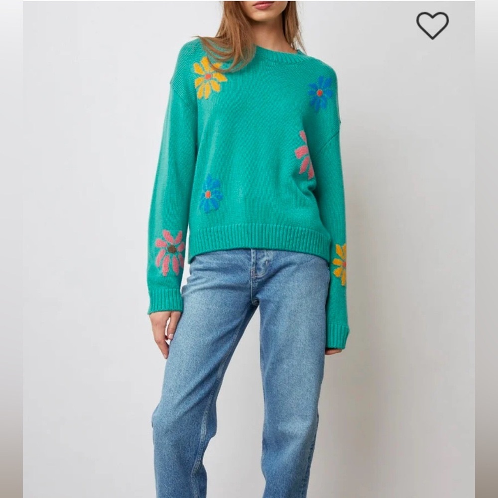 Rails Multi-flowers Zoey Sweater. Size Small in Green. EUC.